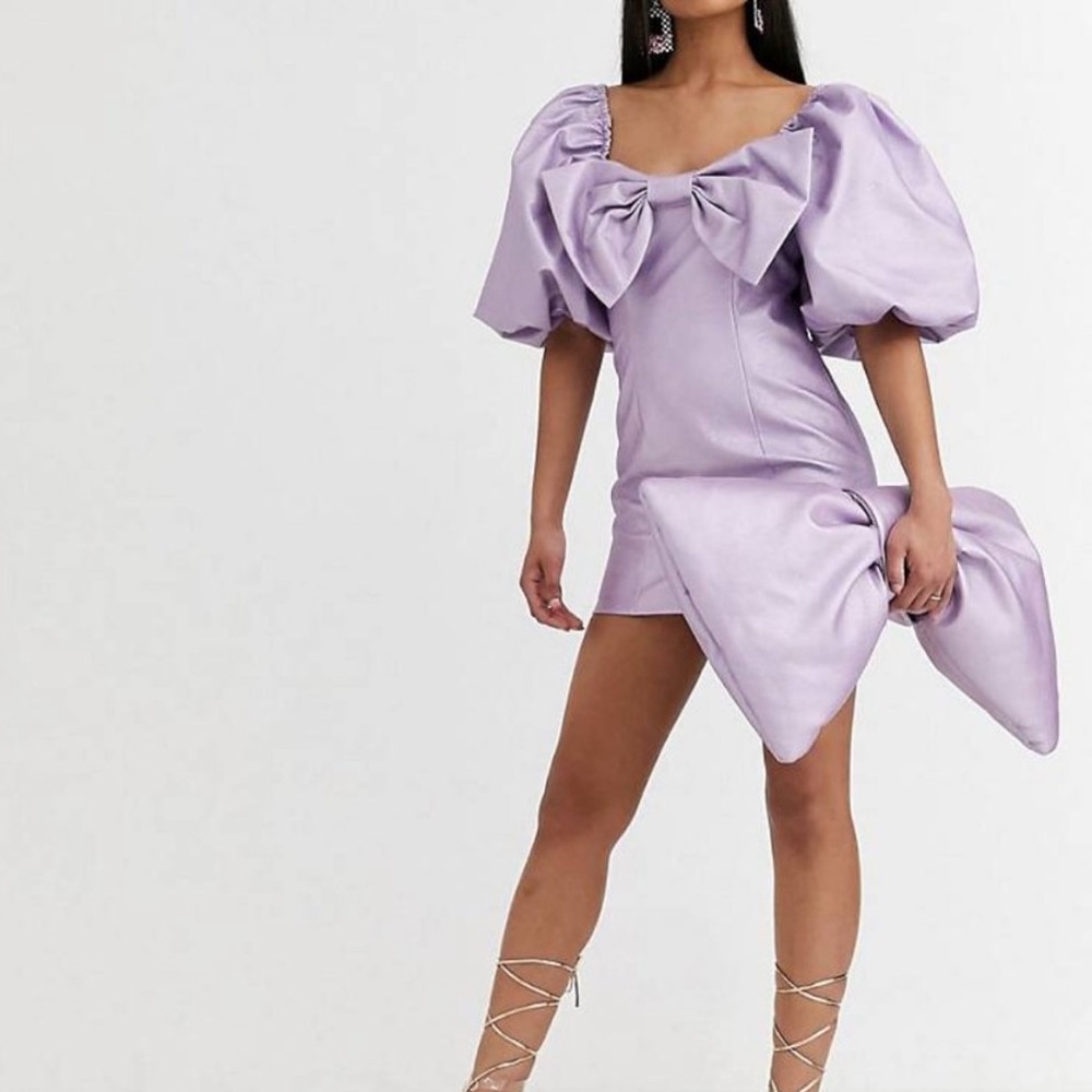 ASOS purple puff sleeve dress